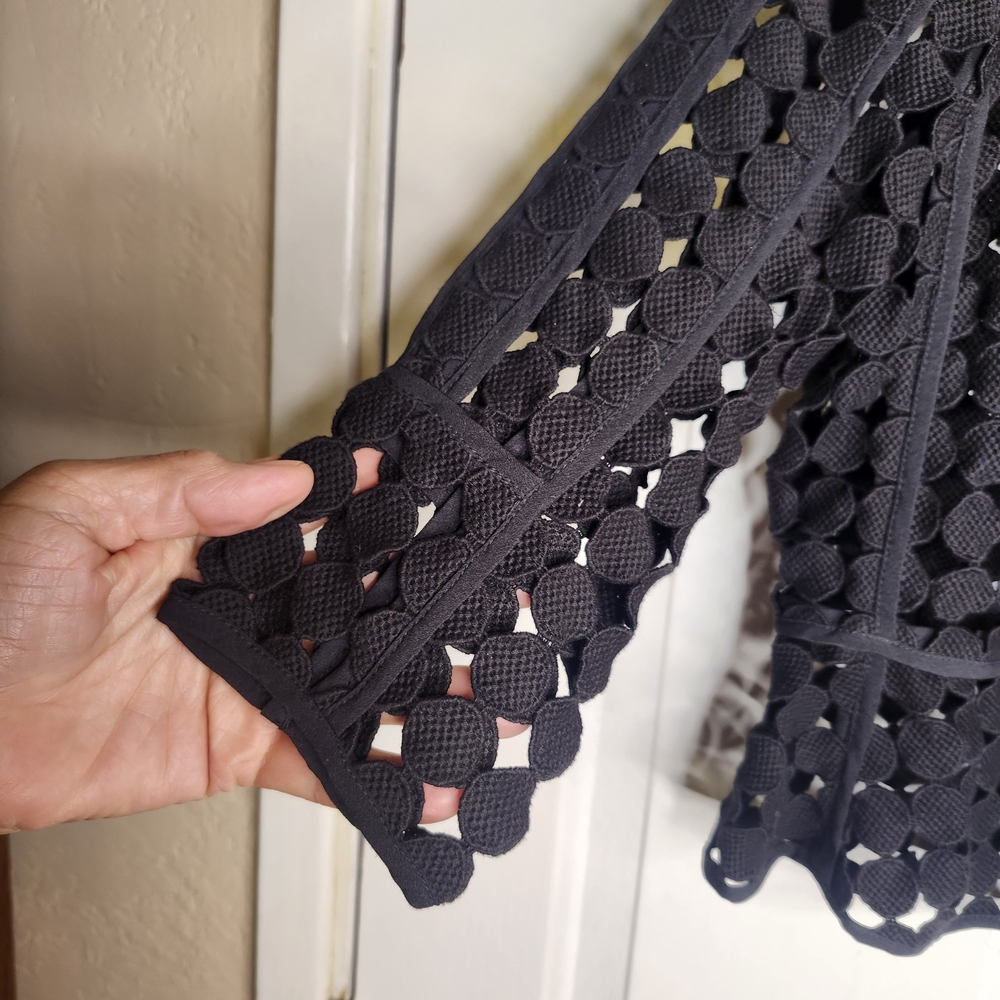 Openwork Circle-Pattern Cardigan Jacket In Charco… - image 2